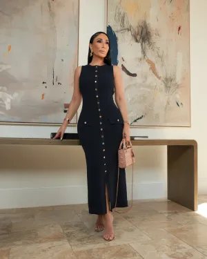 Ventura (Navy Knit Maxi Dress)