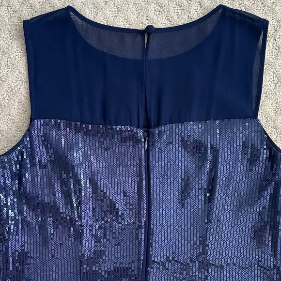 Vince Camuto Sequined Sleeveless Shift Dress Navy Blue Size 2