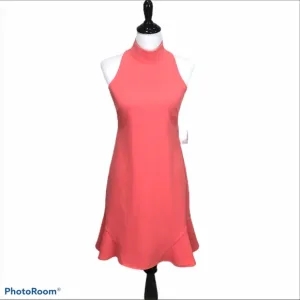 Vince Camuto sleeveless back zip crepe shift dress in poppy orange