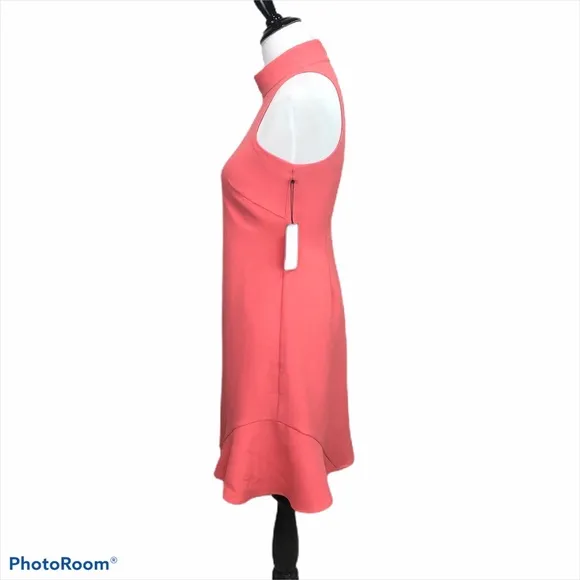 Vince Camuto sleeveless back zip crepe shift dress in poppy orange