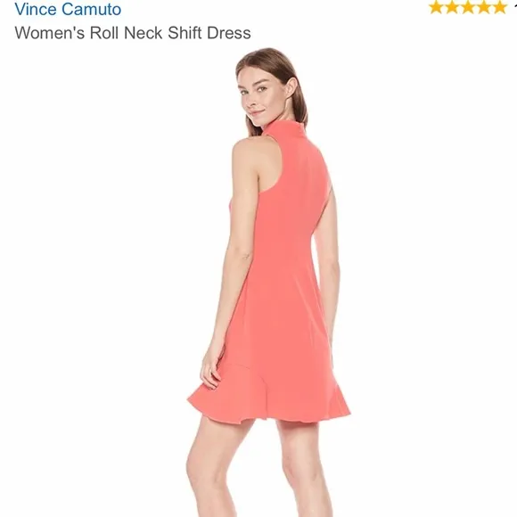 Vince Camuto sleeveless back zip crepe shift dress in poppy orange