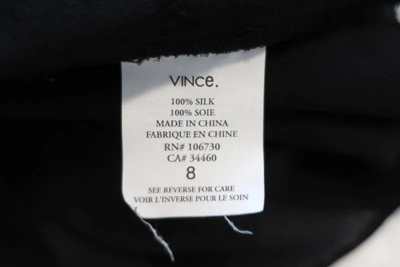 Vince Top Black Tiered Silk Size 8 Sleeveless Blouse