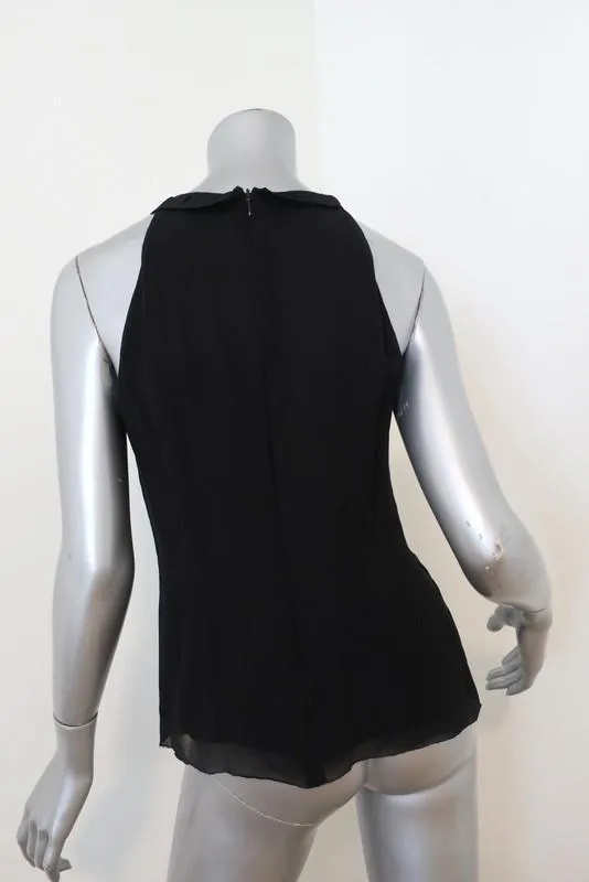 Vince Top Black Tiered Silk Size 8 Sleeveless Blouse