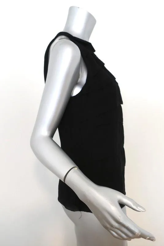 Vince Top Black Tiered Silk Size 8 Sleeveless Blouse