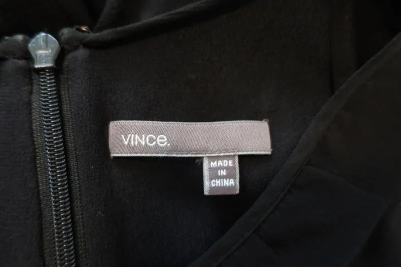 Vince Top Black Tiered Silk Size 8 Sleeveless Blouse