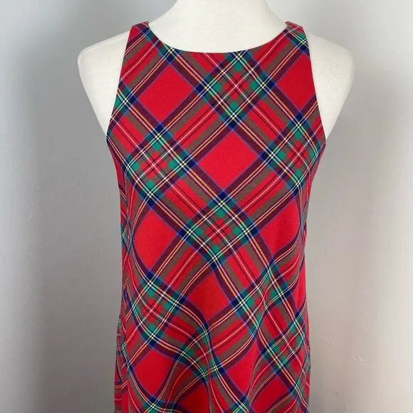 Vineyard Vines Jolly Tartan Plaid Sleeveless Shift Mini Dress Size 2