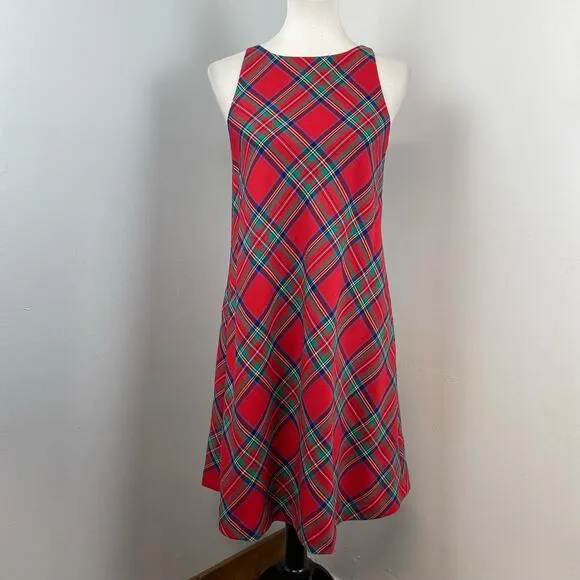 Vineyard Vines Jolly Tartan Plaid Sleeveless Shift Mini Dress Size 2