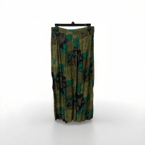 Vintage Bonnie Boynton Green Purple 3Piece Skirt Suit Floral Print Tunic Tie 80s