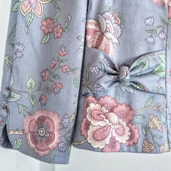 Vintage Lanz Blue Floral 100% Cotton Skirt Suit