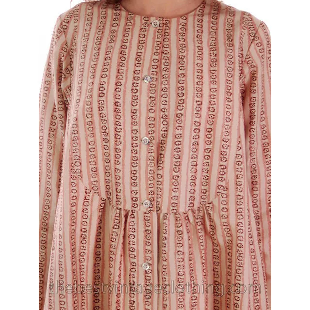 Vintage Marimekko Dress 1970s  Womens S 34/6 Shift Dress Pink & Cream Mini Print Stripe