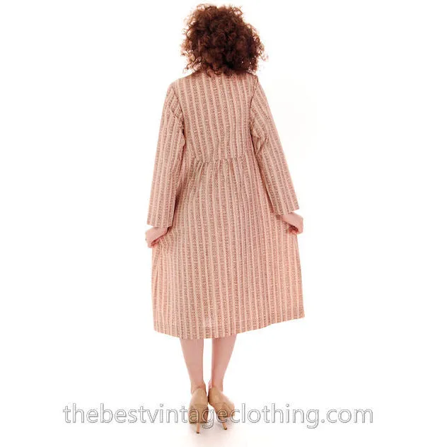 Vintage Marimekko Dress 1970s  Womens S 34/6 Shift Dress Pink & Cream Mini Print Stripe