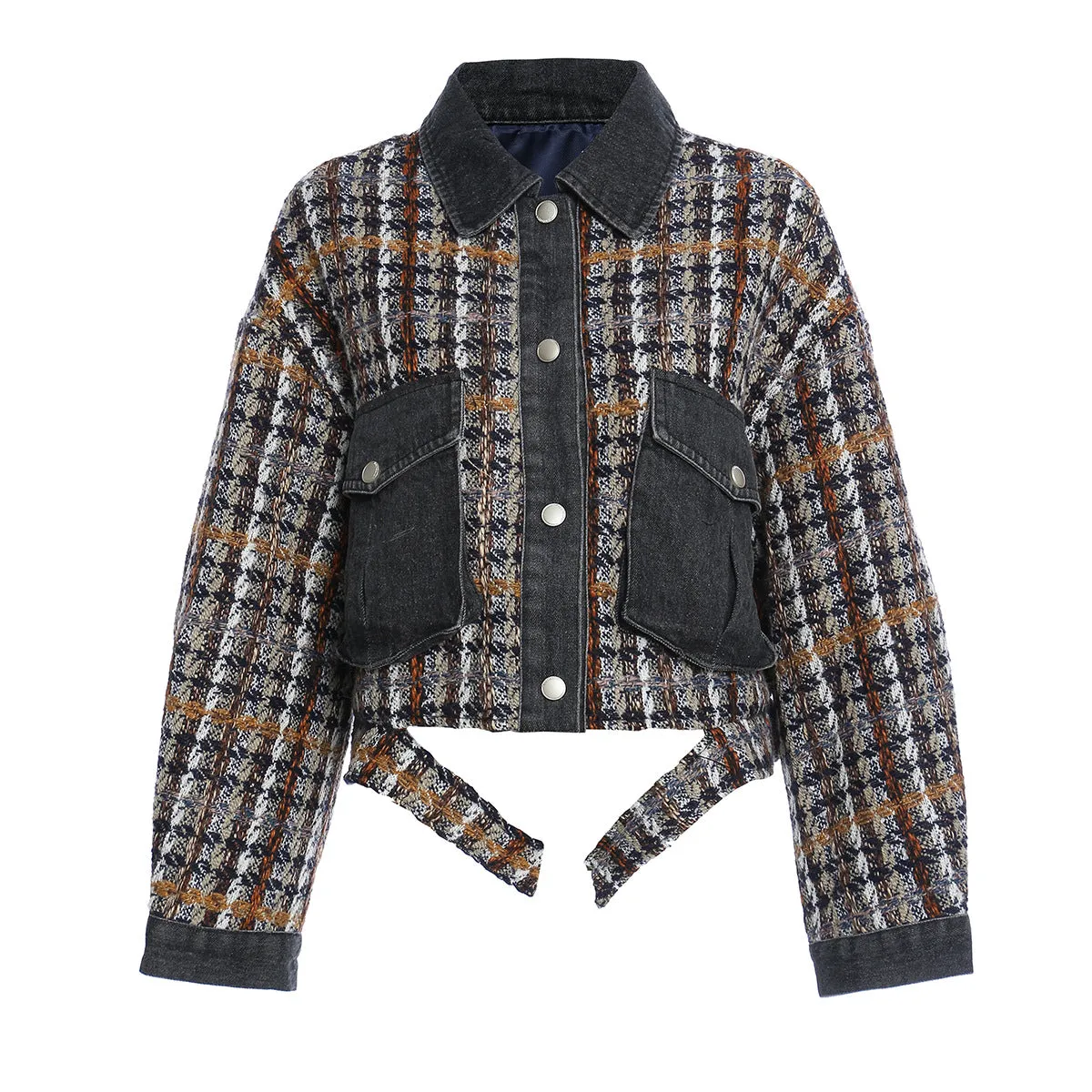 Vintage Modern Woolen Patchwork Denim Wash Jacket