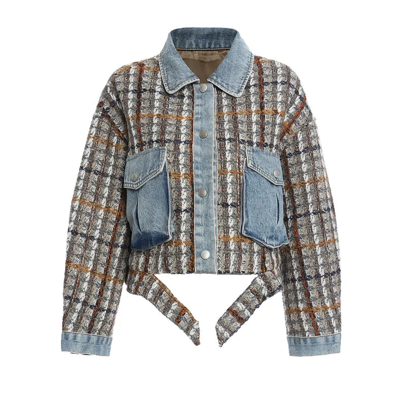 Vintage Modern Woolen Patchwork Denim Wash Jacket