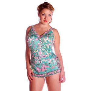 Vintage Swimsuit 1 PC Roxanne 1960s Pastel Print D Cup 10-12