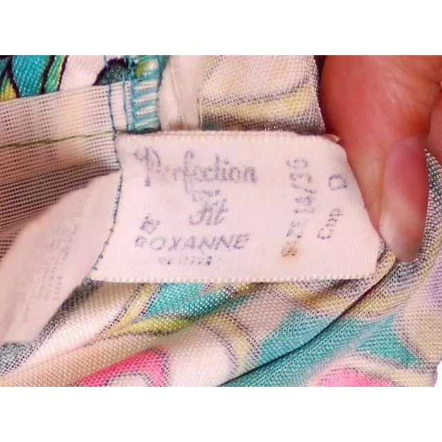 Vintage Swimsuit 1 PC Roxanne 1960s Pastel Print D Cup 10-12