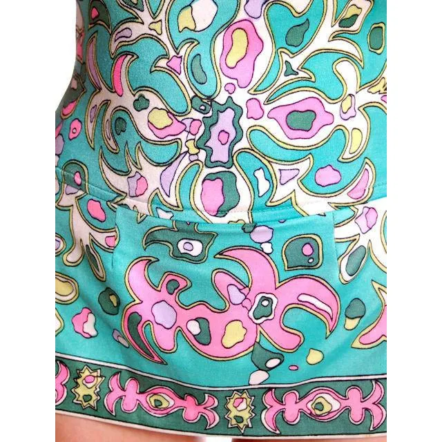 Vintage Swimsuit 1 PC Roxanne 1960s Pastel Print D Cup 10-12