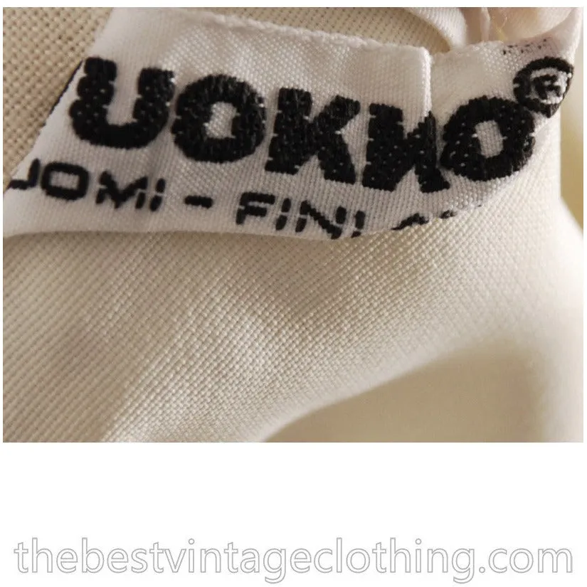 Vintage Vuokko Designer Suit Skirt & Top 1970s Natural Cotton w/ Black Lines S-M
