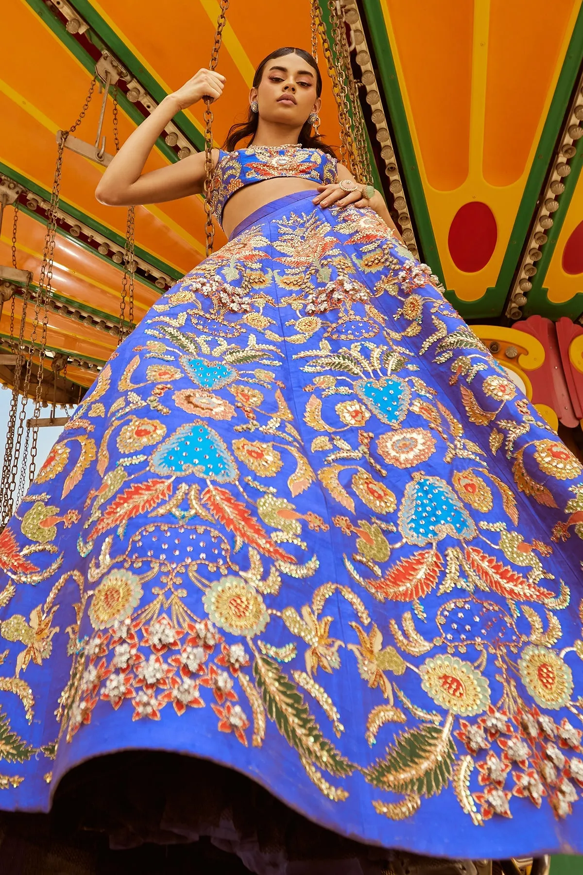 Violet Juna Raw Silk Appliquéd And Embellished Lehenga With Blouse And Cutwork Dupatta