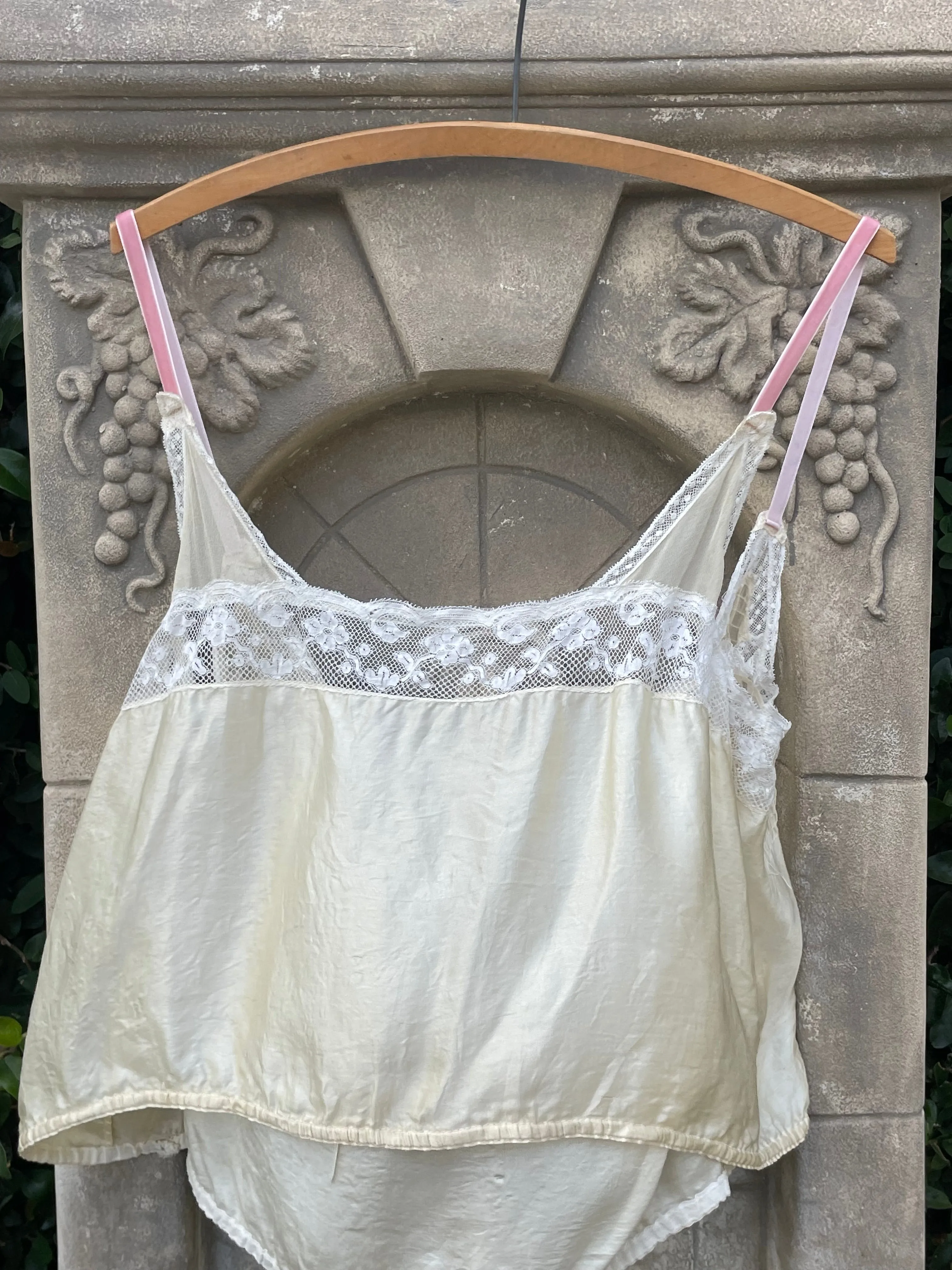 Volup 1920s Silk, Chiffon, And Lace Corset Cover