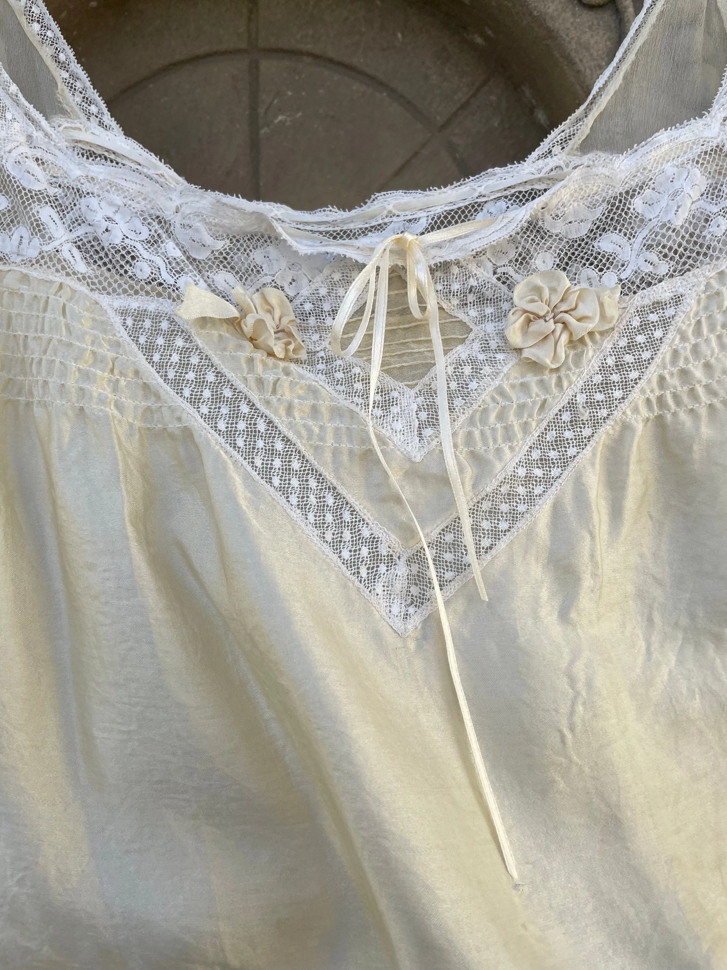 Volup 1920s Silk, Chiffon, And Lace Corset Cover