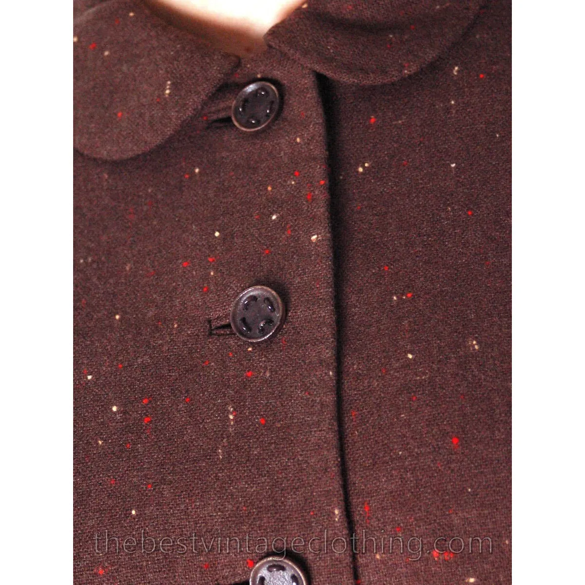 VTG Brown Wool Flecked Suit Womens 1950s Urban Suburban Sweet Fit 36-24-44 S