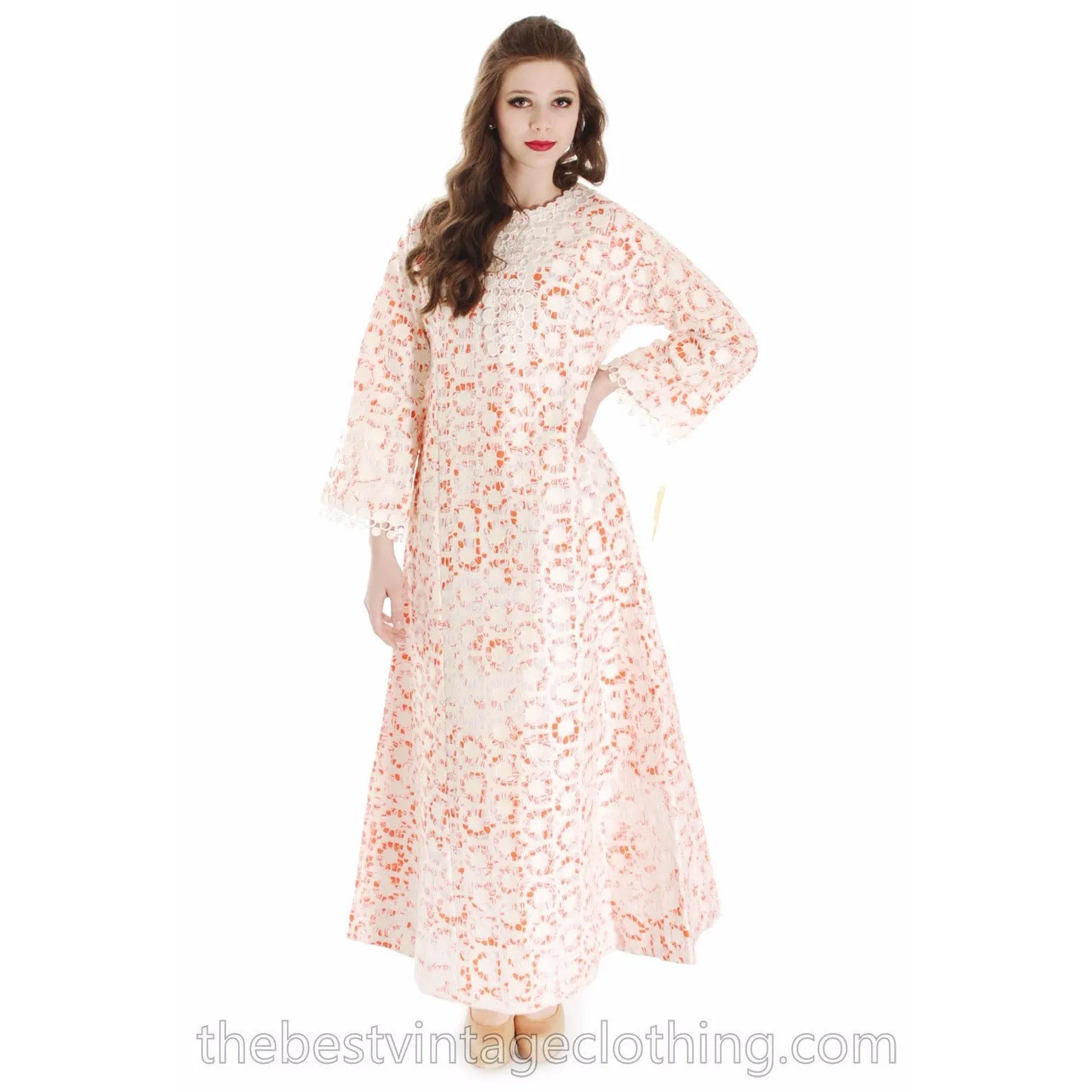 VTG Lilly Pulitzer NWT NOS 1960s   Maxi Dress"The Lilly" Orange White Orignal Box 12