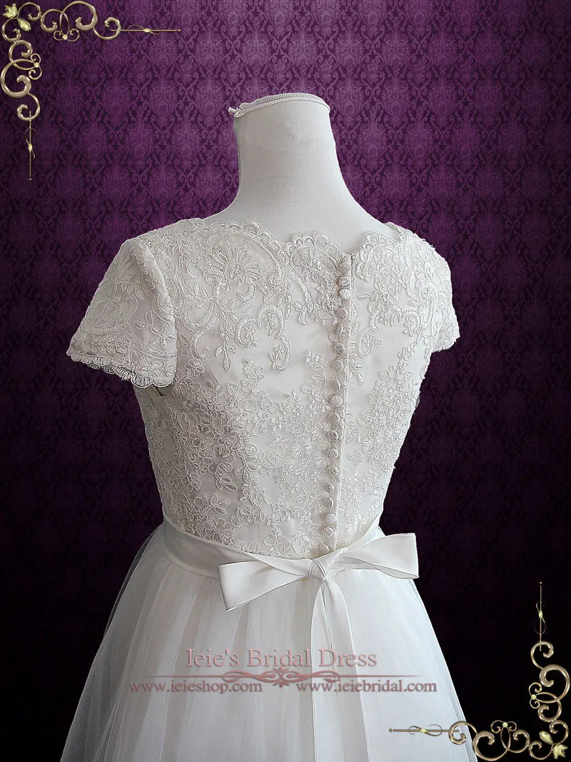 Whimsical Beach Lace Wedding Dress with Cap Sleeve ELISSA