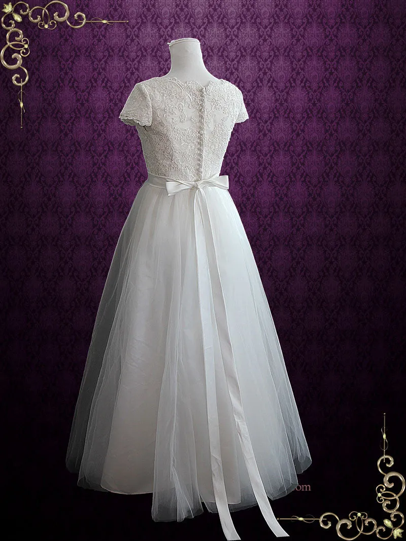 Whimsical Beach Lace Wedding Dress with Cap Sleeve ELISSA