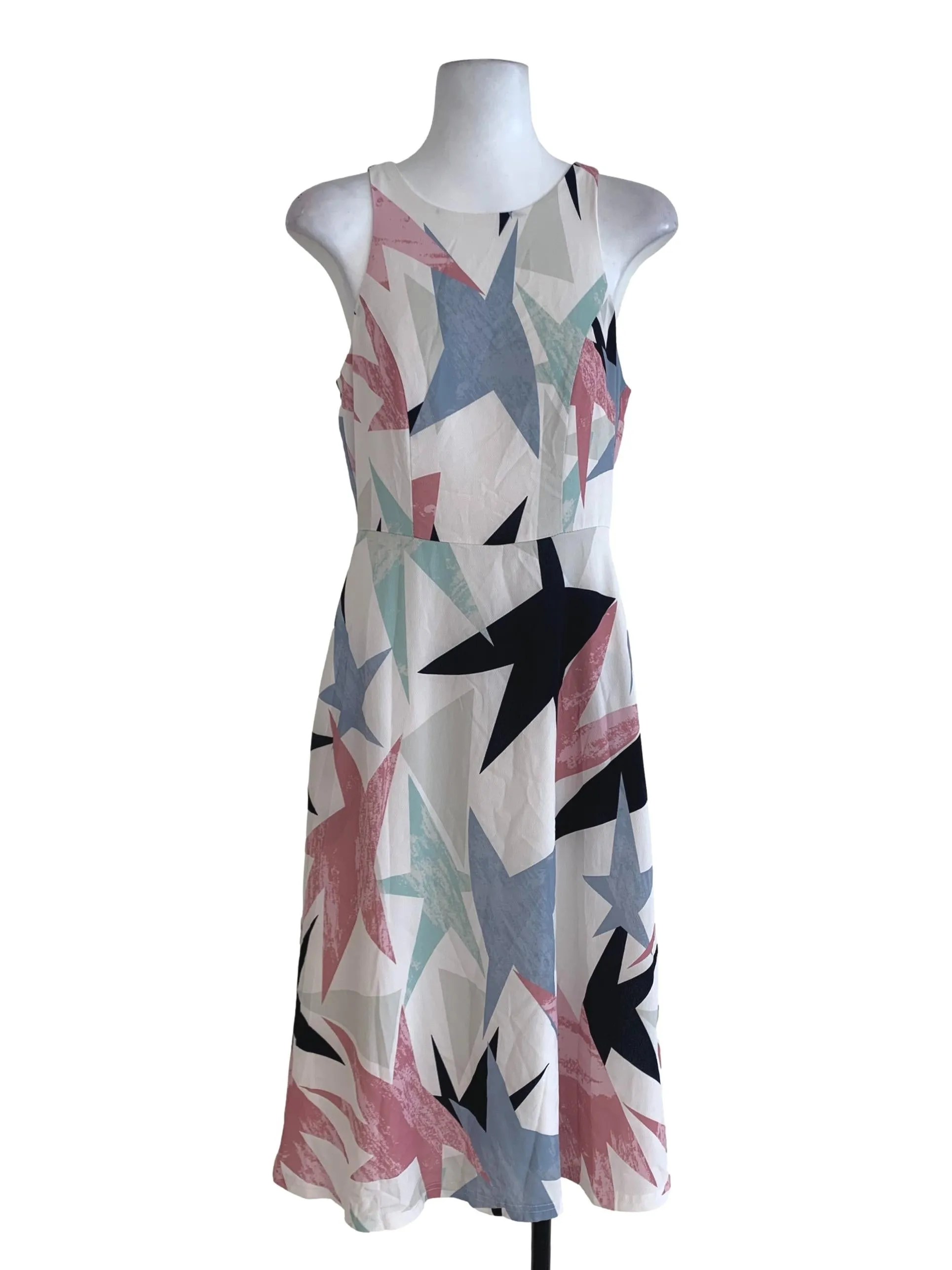 White Abstract A-Line Dress