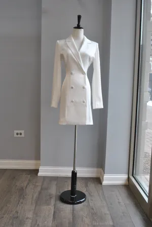 WHITE DOUBLE BREASTED JACKET DRESS