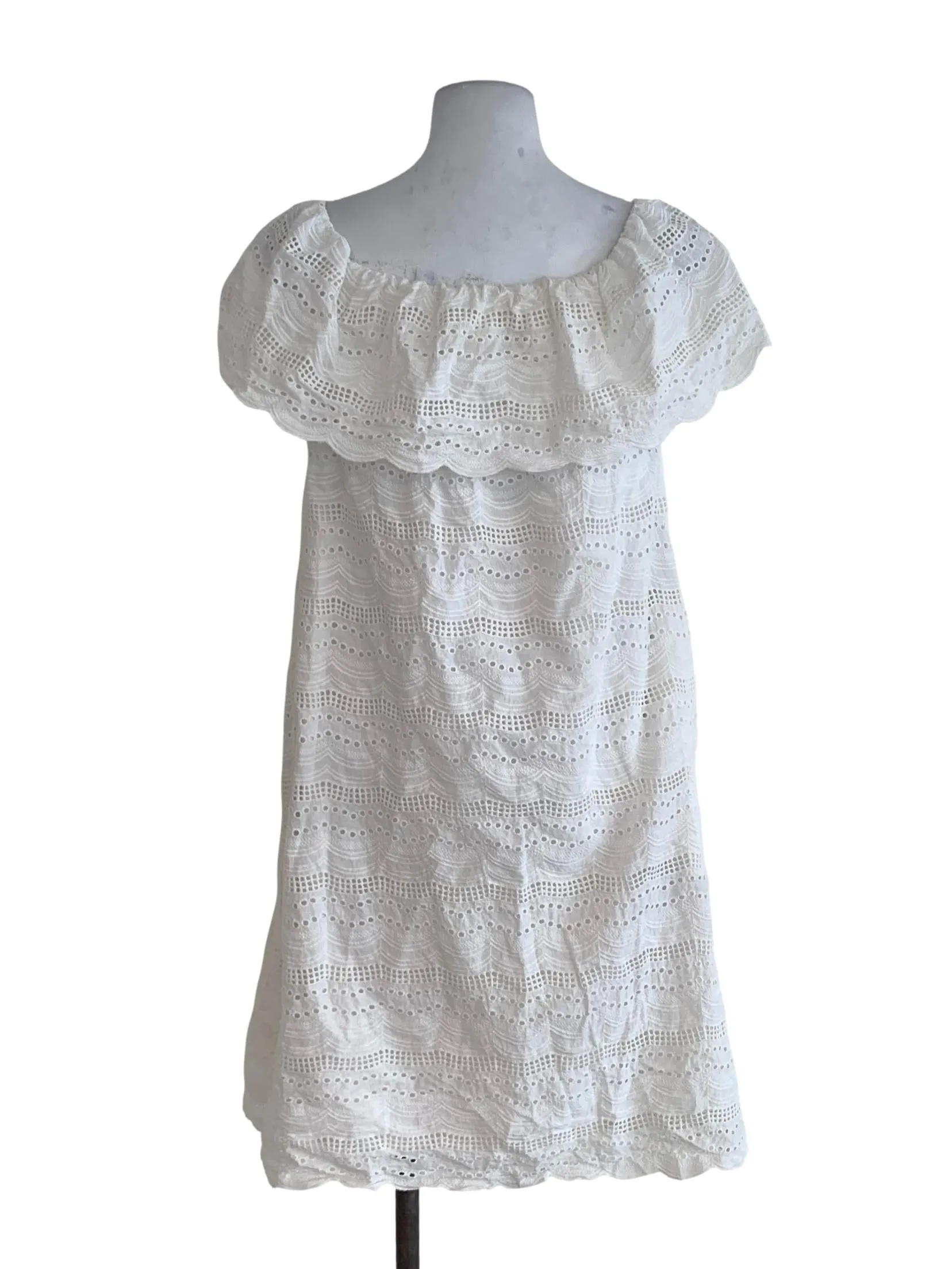 White Eyelet Lace Shift Dress