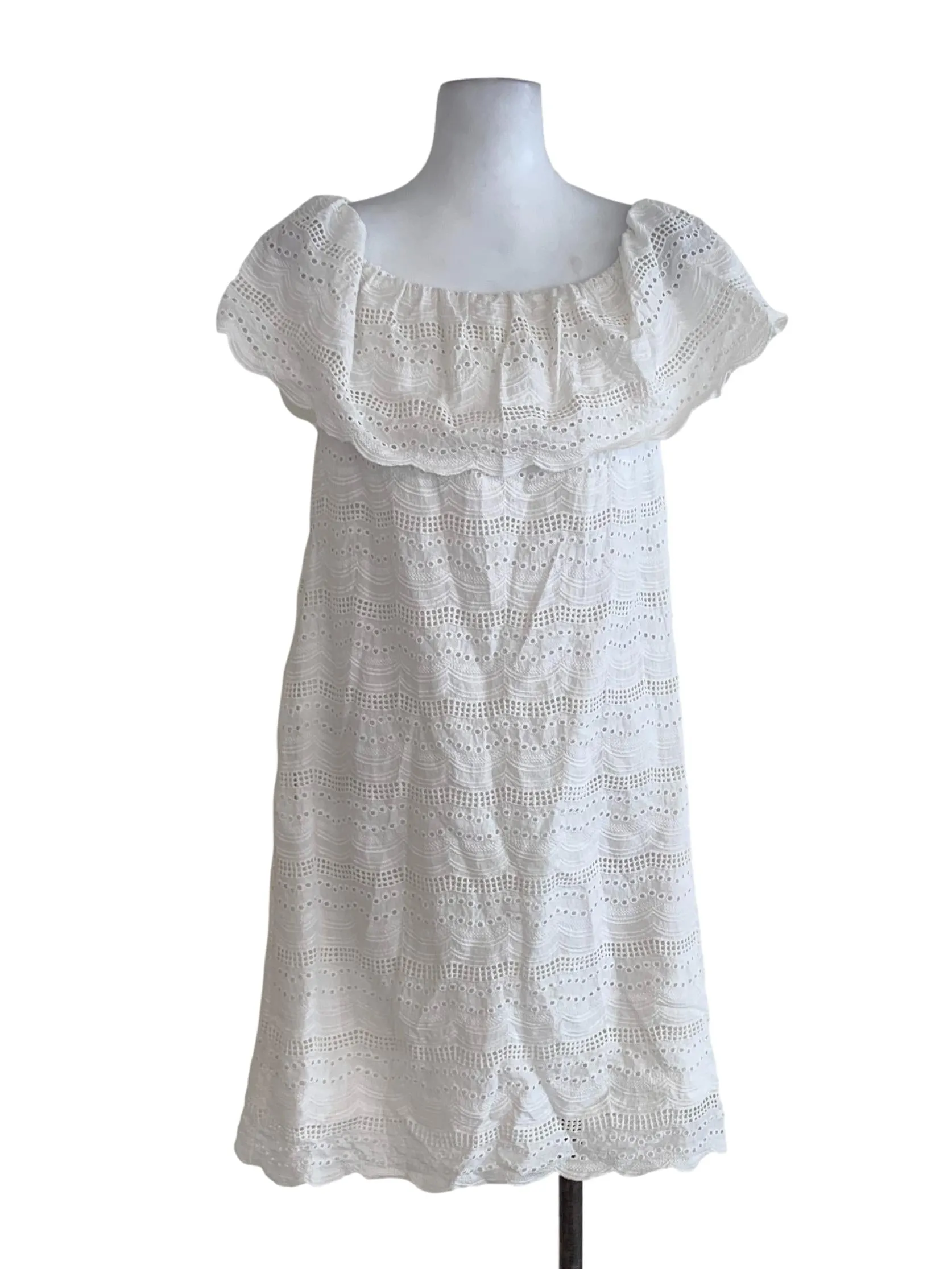 White Eyelet Lace Shift Dress