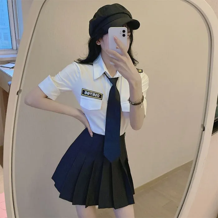 White shirt   black skirt two-piece suit  KF9237