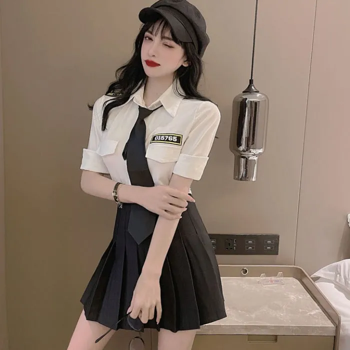 White shirt   black skirt two-piece suit  KF9237