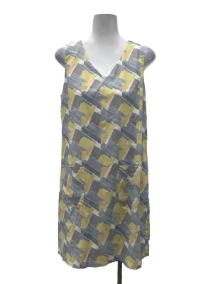 White V Neck Patterned Shift Dress