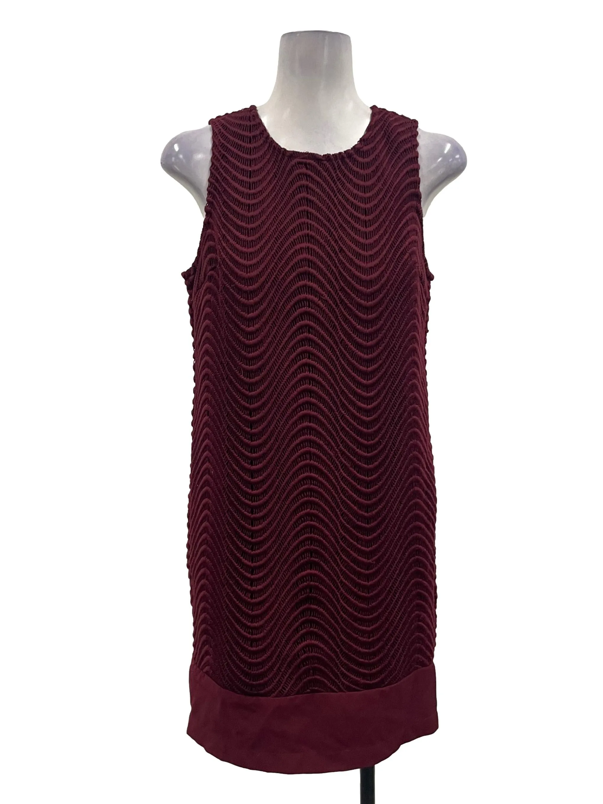 Wine Red Pleated Shift Dress