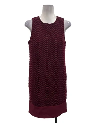 Wine Red Pleated Shift Dress