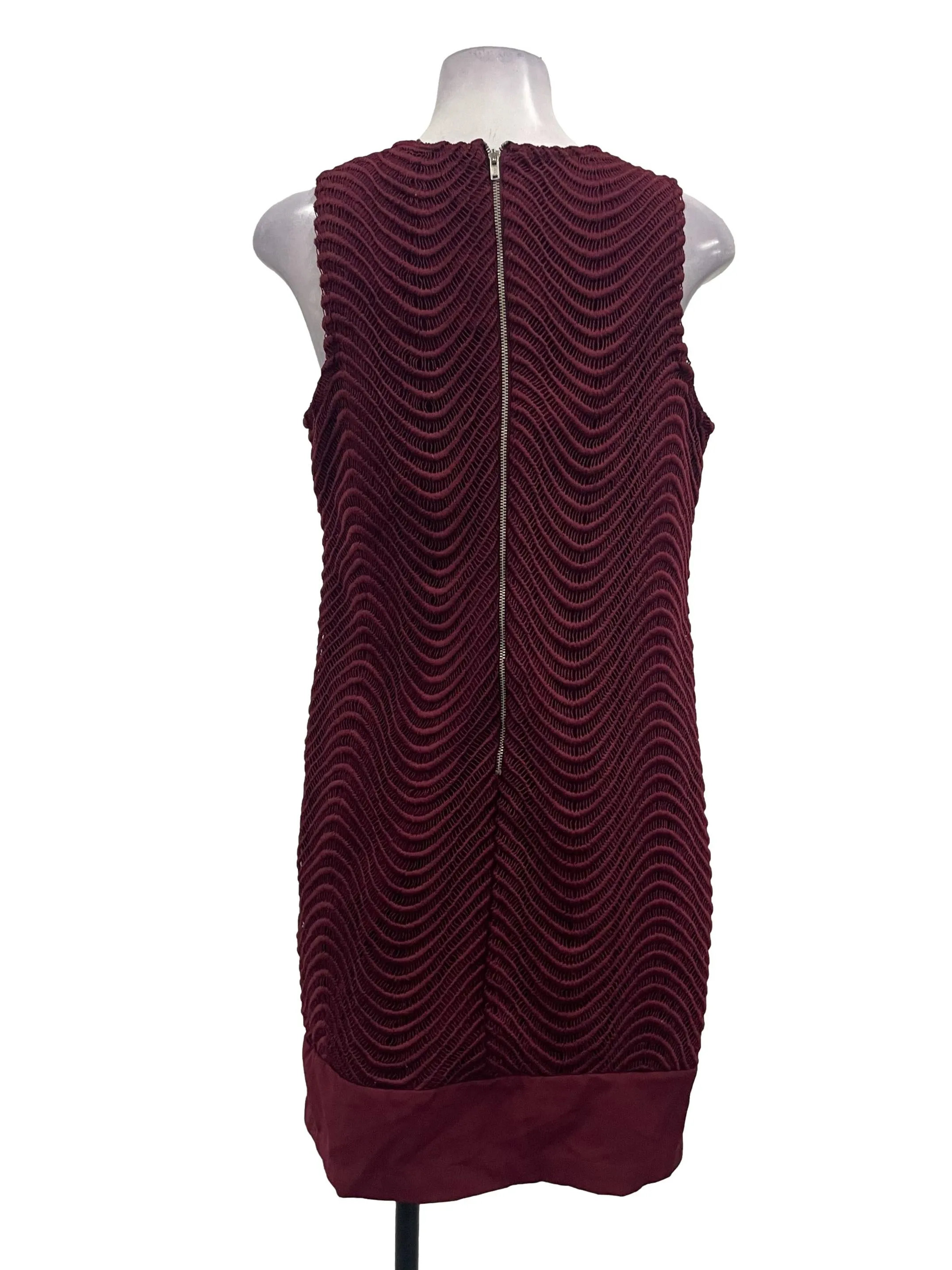 Wine Red Pleated Shift Dress