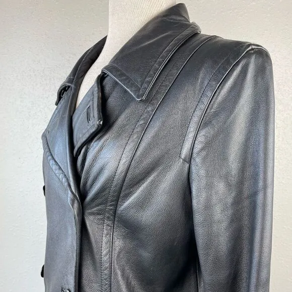 Winlit Black Leather Jacket Size L EUC