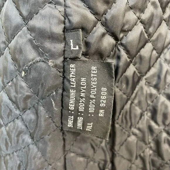 Winlit Black Leather Jacket Size L EUC