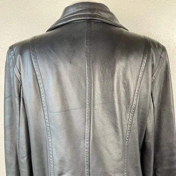 Winlit Black Leather Jacket Size L EUC