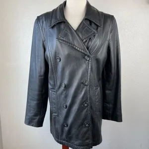 Winlit Black Leather Jacket Size L EUC