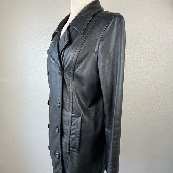 Winlit Black Leather Jacket Size L EUC