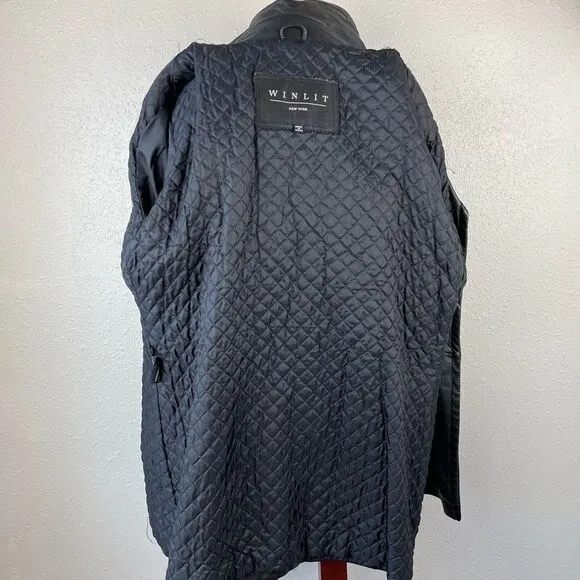 Winlit Black Leather Jacket Size L EUC