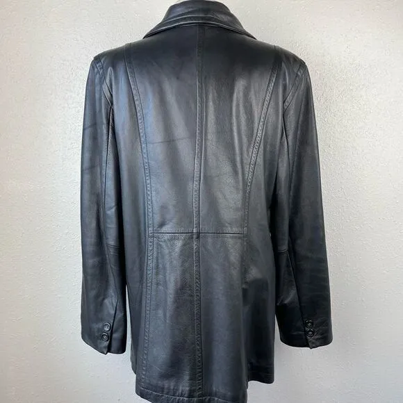 Winlit Black Leather Jacket Size L EUC