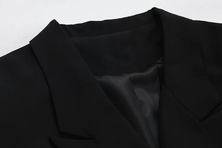 Women Irregular Bandage Spliced Blazer New Lapel Long Sleeve Loose Fit Jacket Fashion Tide Spring Autumn