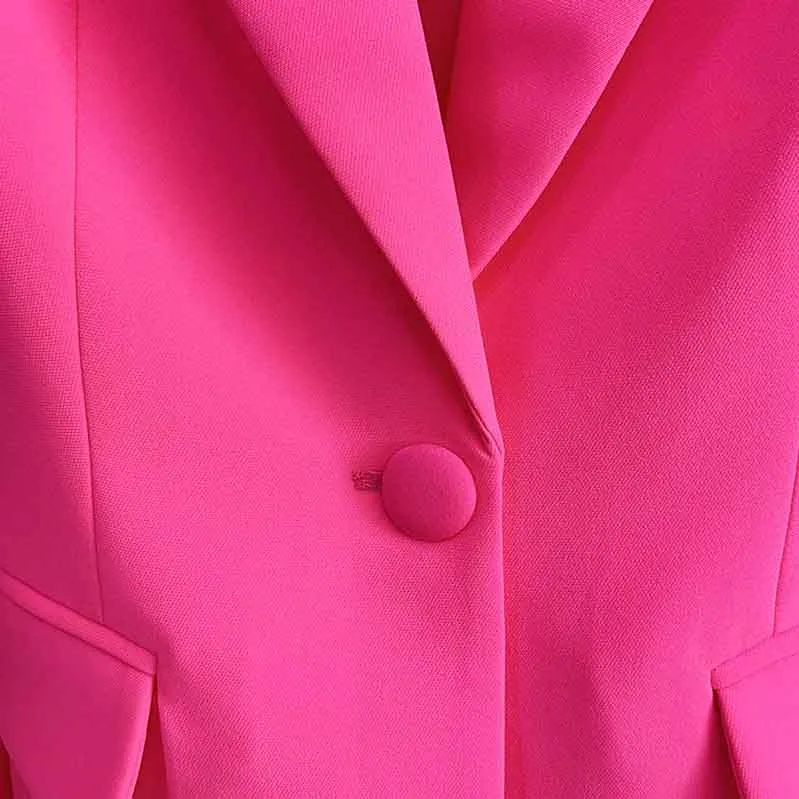 Women Rose pink Blazer   Flare Trousers Suit