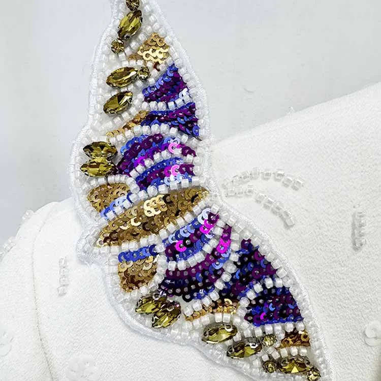 Women's Butterfly Beading Pantsuit 2 Two Piece Set Party Outfit Wedding Suit