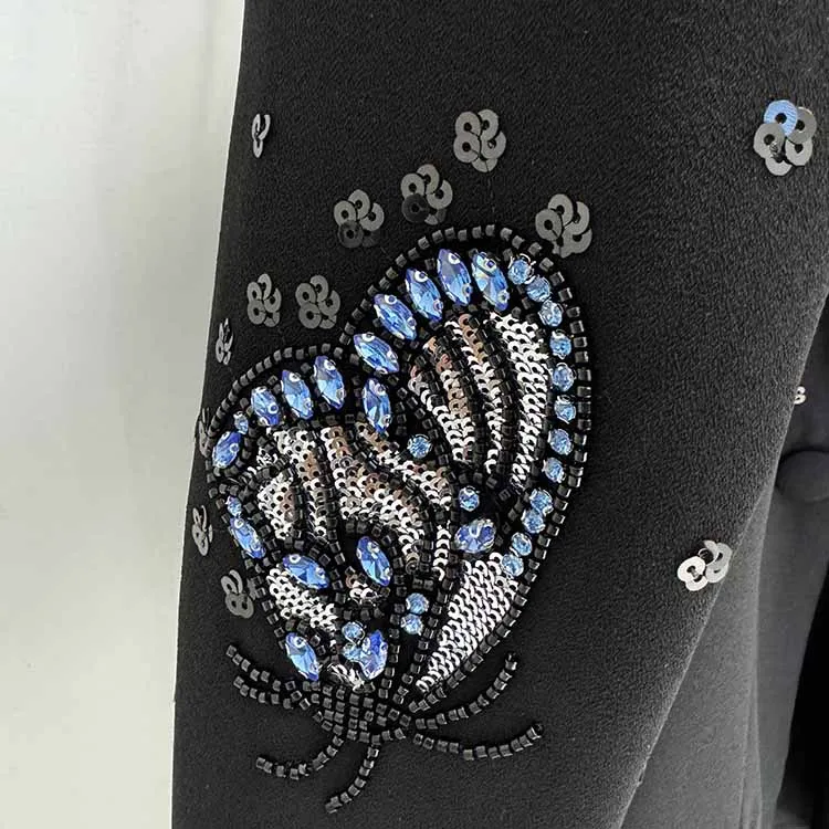 Women's Butterfly Beading Pantsuit 2 Two Piece Set Party Outfit Wedding Suit