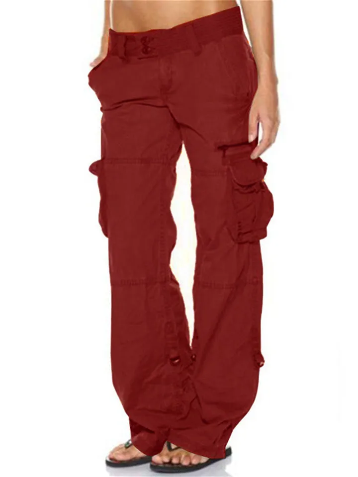 Women's Cool Multiple Pockets Wide Leg Cargo Pants